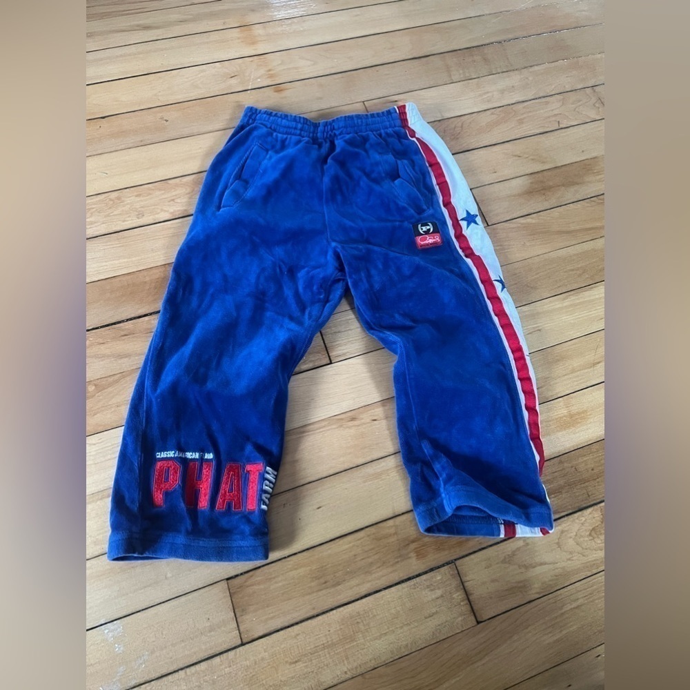 Phat Farm New York 90’s‎ youth red and blue velour track pants